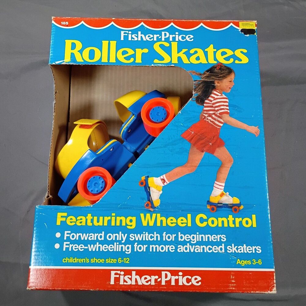 Vintage 1983 Fisher Price Roller Skates Children's Shoe Size 6-12